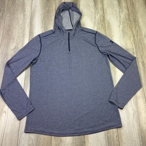 Under Armour Fitted 1/4 Zip Hooded Shirt Mens XL Blue Polyester Hoodie Men